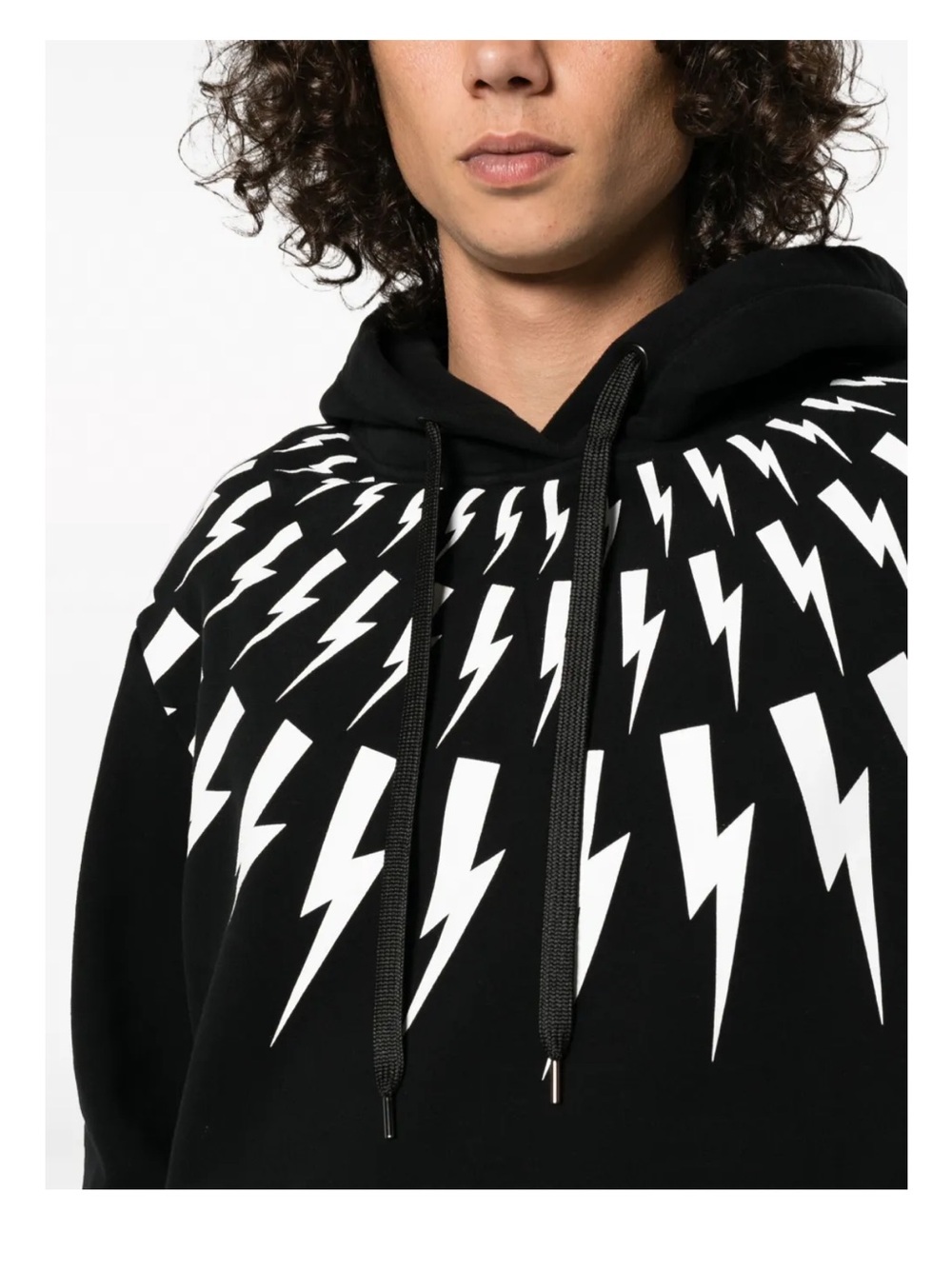 Neil Barrett Thunderbolt Hoodie Sweatshirt Slim Fit, size Small